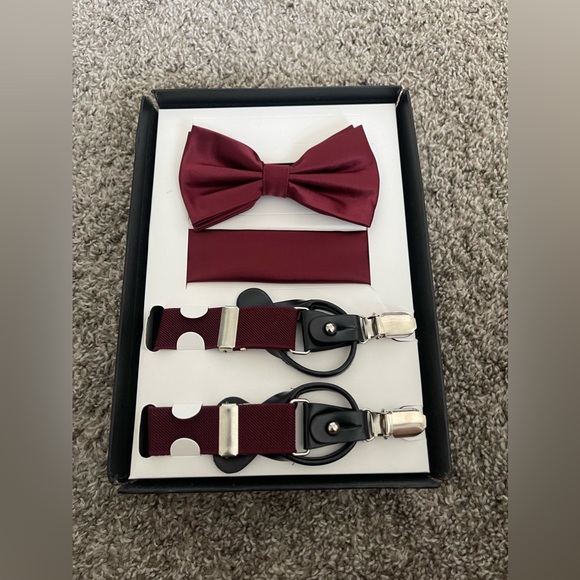 Portabella Mens 3 pieces set Accessories Burgundy - Picture 1 of 4